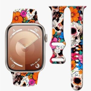 Colorful Floral Skull Smartwatch Band